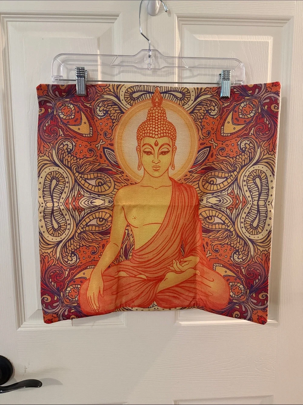 New! Buddha Meditation Pillow Cover in Orange and Yellow